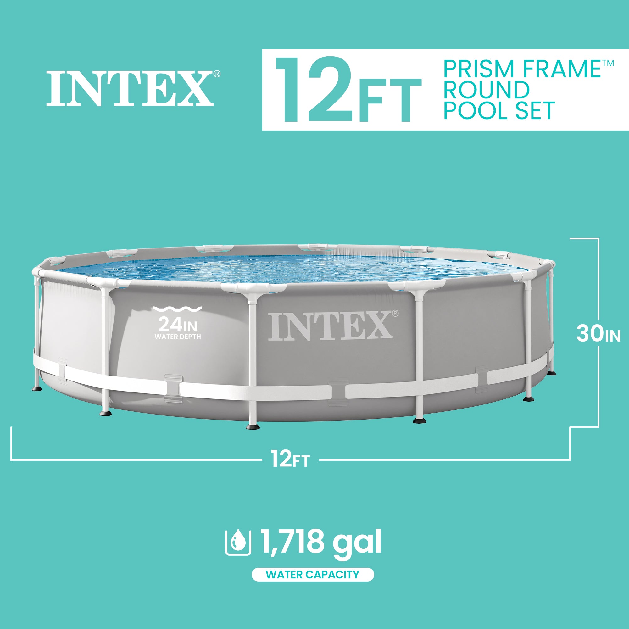 Intex 12'x 30" Prism Frame Above Ground Swimming Pool with Pump(Open Box) - VMInnovations