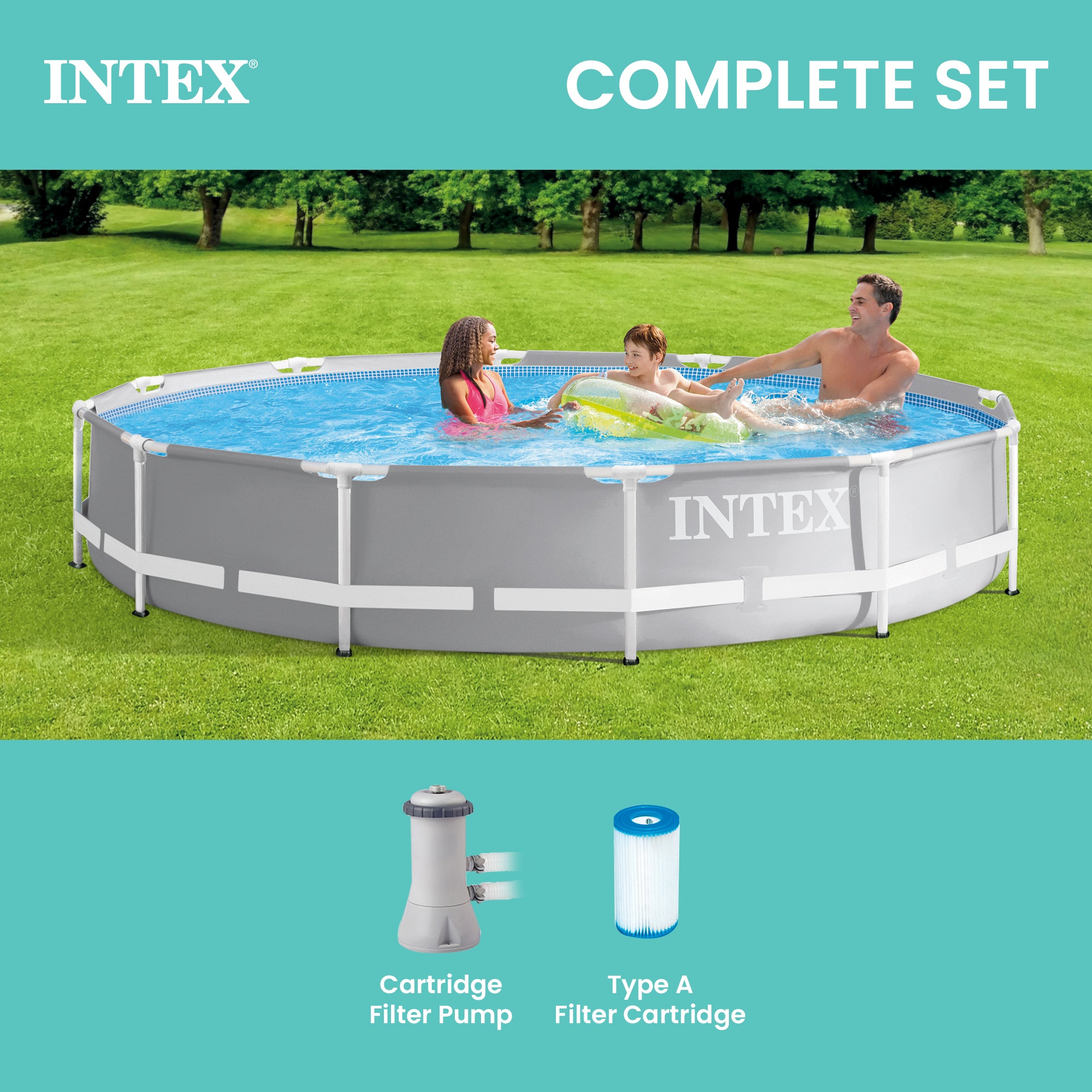 Intex 26711EH 12' x 30" Metal Frame Above Ground Swimming Pool w/ Pump & Canopy