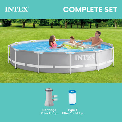 Intex 26711EH 12' x 30" Metal Frame Above Ground Swimming Pool w/ Pump & Canopy