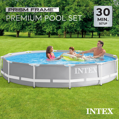 Intex 12 Foot Prism Frame Above Ground Swimming Pool with Pump & Pool Ladder