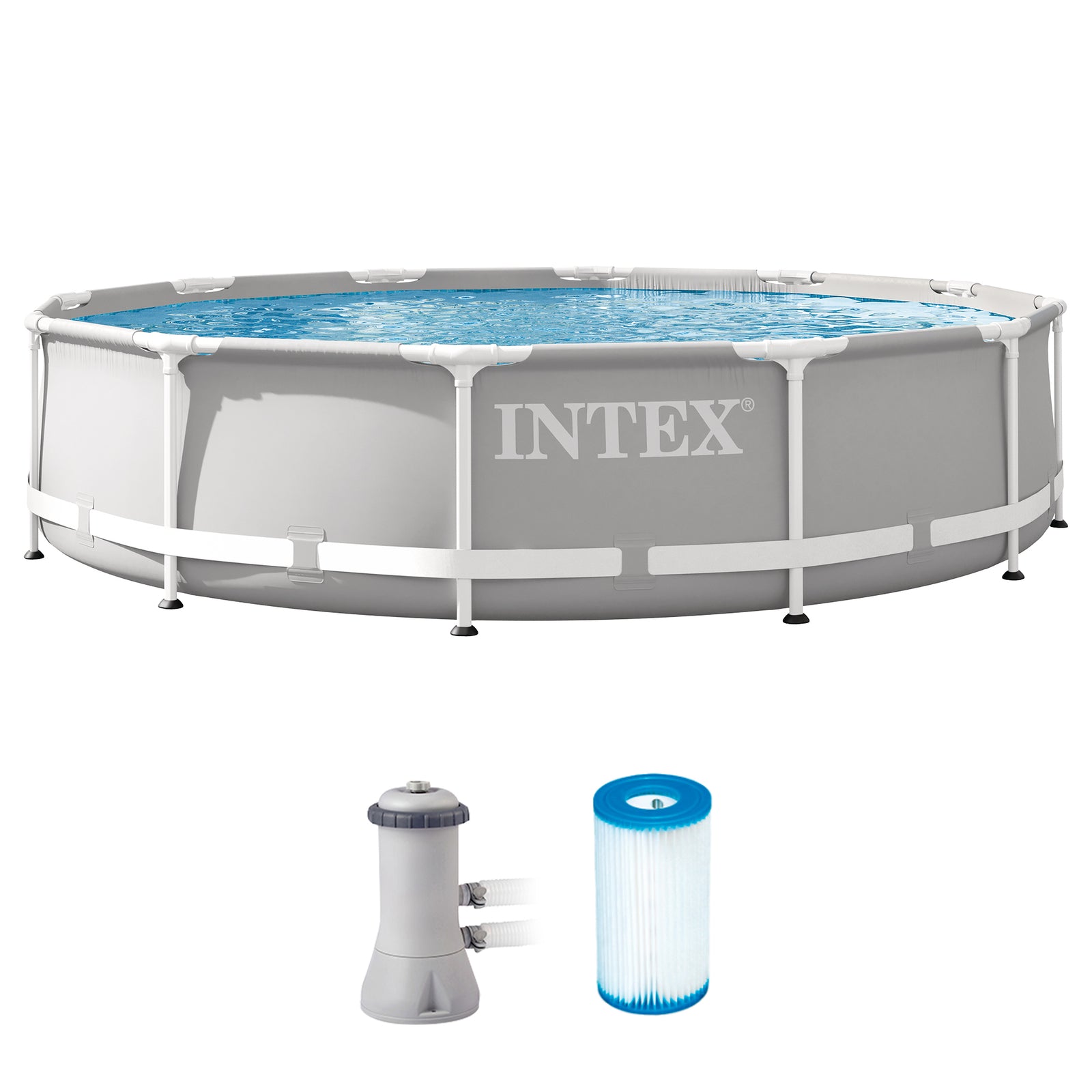 Intex 26711EH 12 foot x 30 inch Prism Frame Above Ground Swimming Pool with Pump - VMInnovations