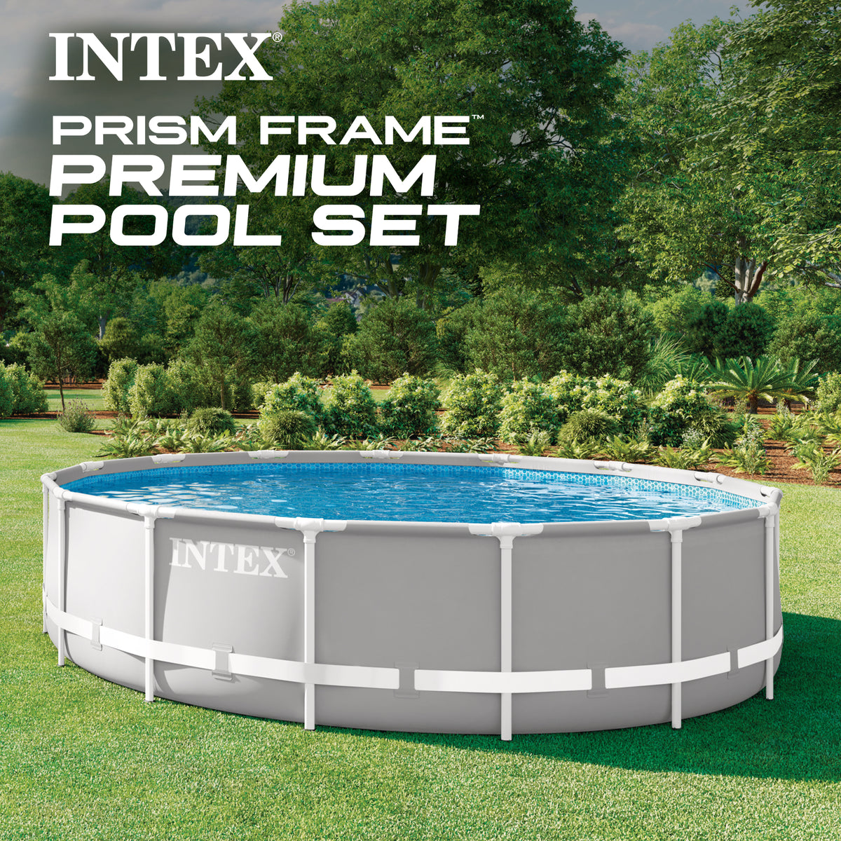 Intex 15 Foot x 42 Inch Prism Frame Above Ground Swimming Pool Set (Open Box)