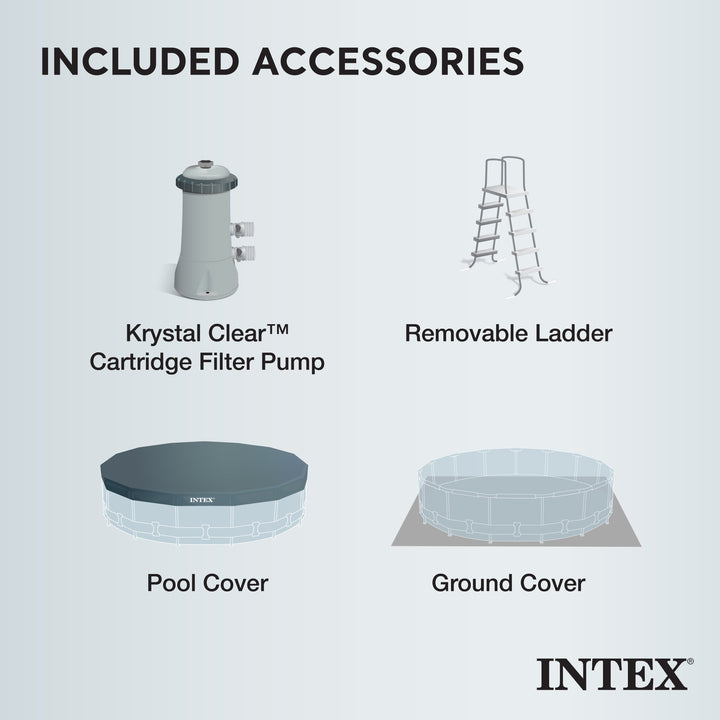 Intex 15 Foot x 42 Inch Prism Frame Above Ground Swimming Pool Set (Open Box) - VMInnovations