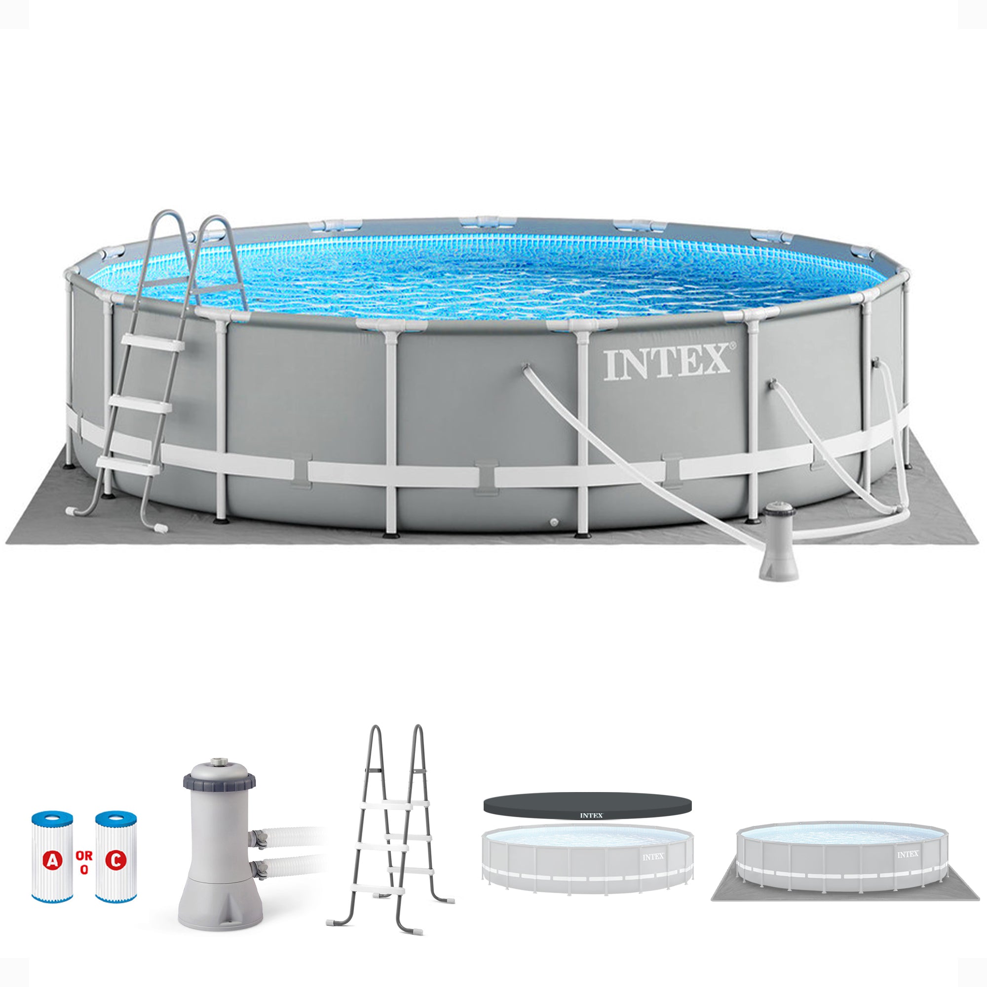 Intex 15 Foot x 42 Inch Prism Frame Above Ground Pool Set with Filter (Used) - VMInnovations