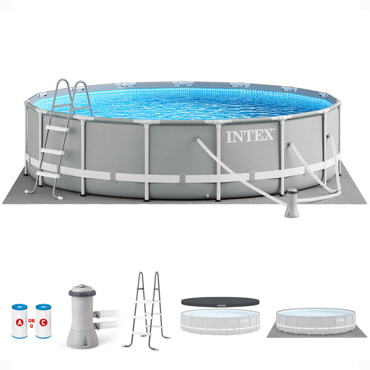 Intex 15 Foot x 42 Inch Prism Frame Above Ground Pool Set with Filter (Used)