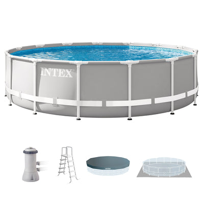 Intex 15 Foot x 42 Inch Prism Frame Above Ground Swimming Pool Set (Open Box) - VMInnovations