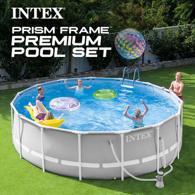 Intex 15 Foot x 48 Inch Prism Above Ground Pool Set & Ladder and Cover(Open Box)