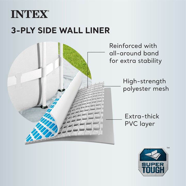 Intex 15 Foot x 48 Inch Prism Above Ground Pool Set & Ladder and Cover(Open Box)