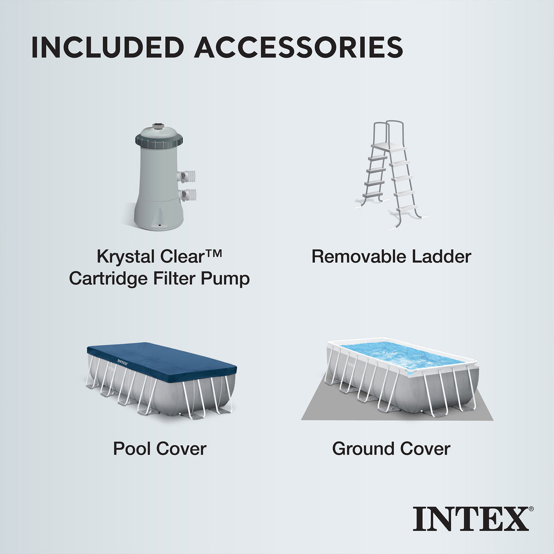 Intex 16 Foot x 42 Inch Prism Frame Rectangular Above Ground Swimming Pool Set