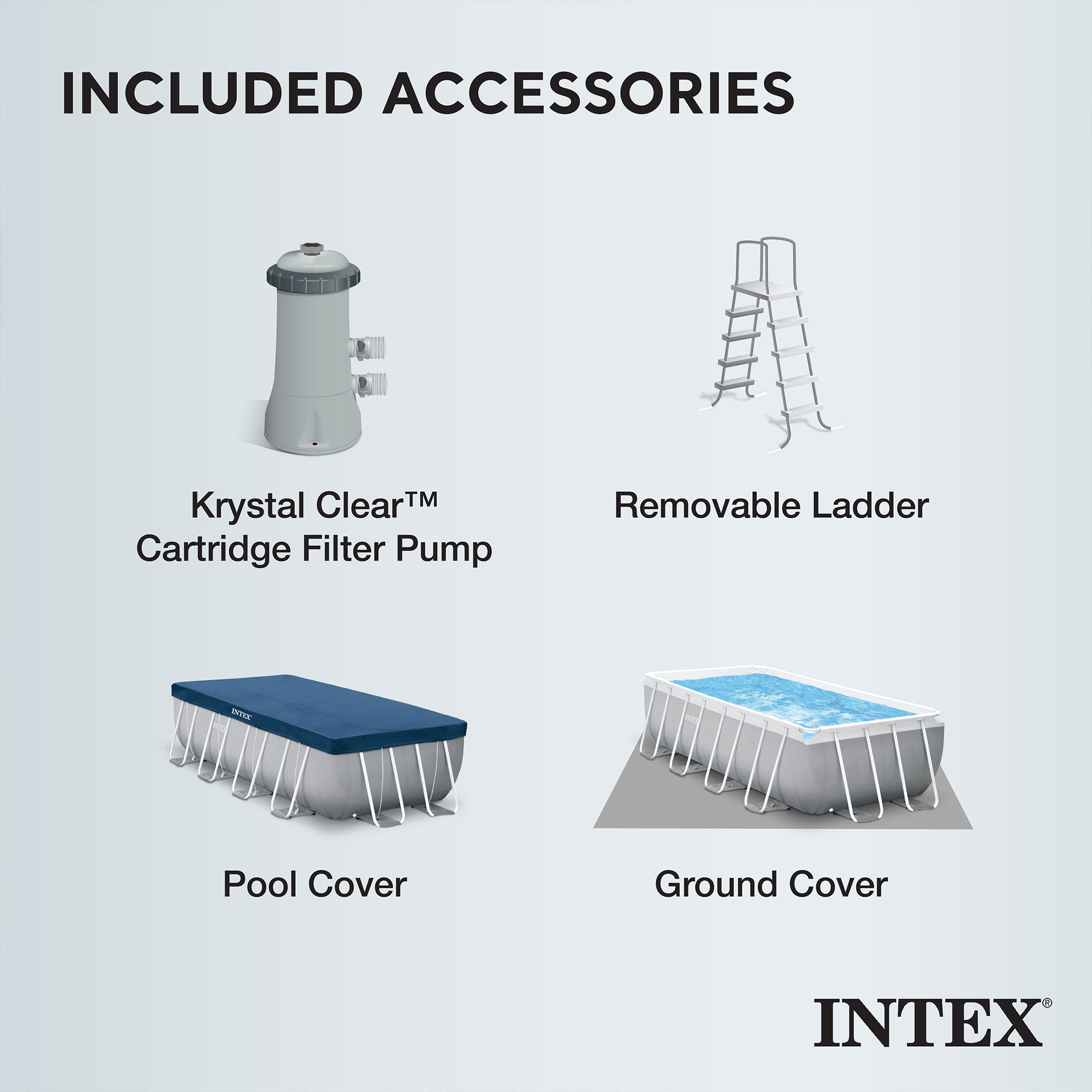 Intex 16’ x 42” Prism Rectangular Above Ground Swimming Pool & Maintenance Kit