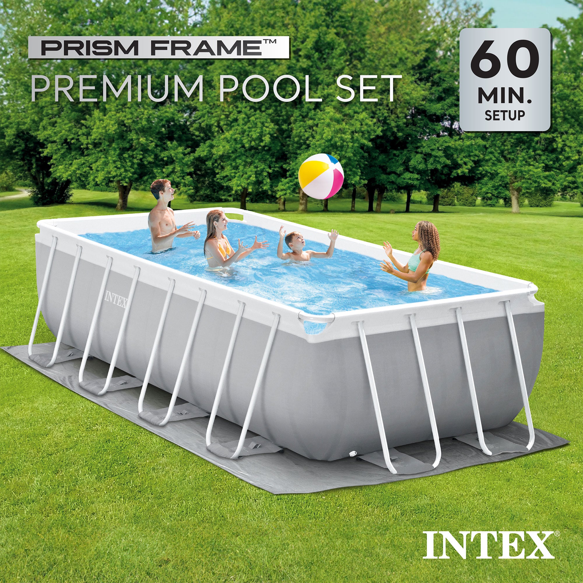 Intex 16’ x 42” Prism Rectangular Above Ground Swimming Pool & Maintenance Kit