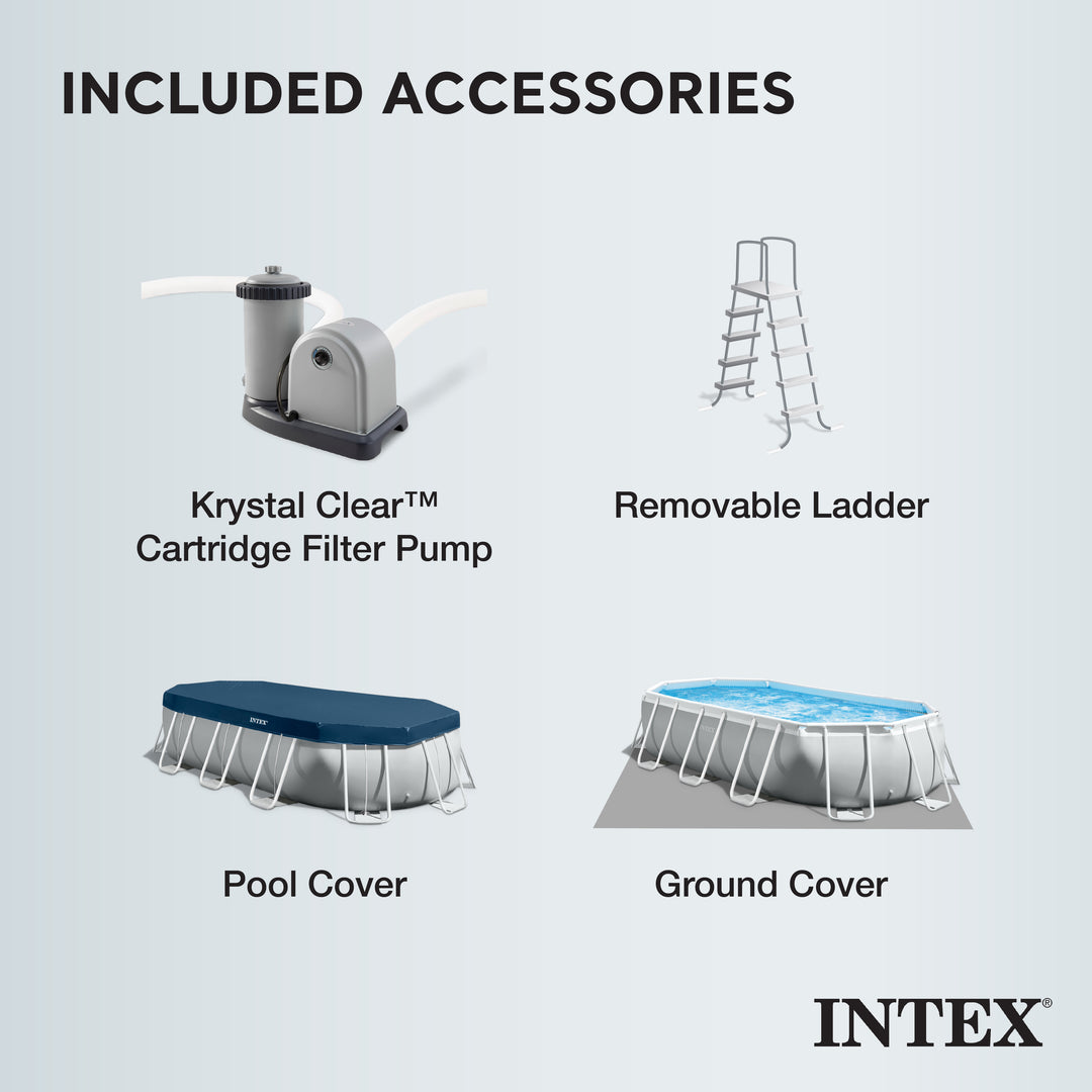 Intex 16.5ft x 9ft 48in Prism Frame Oval Above Ground Swimming Pool Pump Set