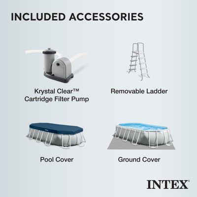 Intex 16.5ft x 9ft 48in Prism Frame Oval Above Ground Pool Pump Set (Used) - VMInnovations
