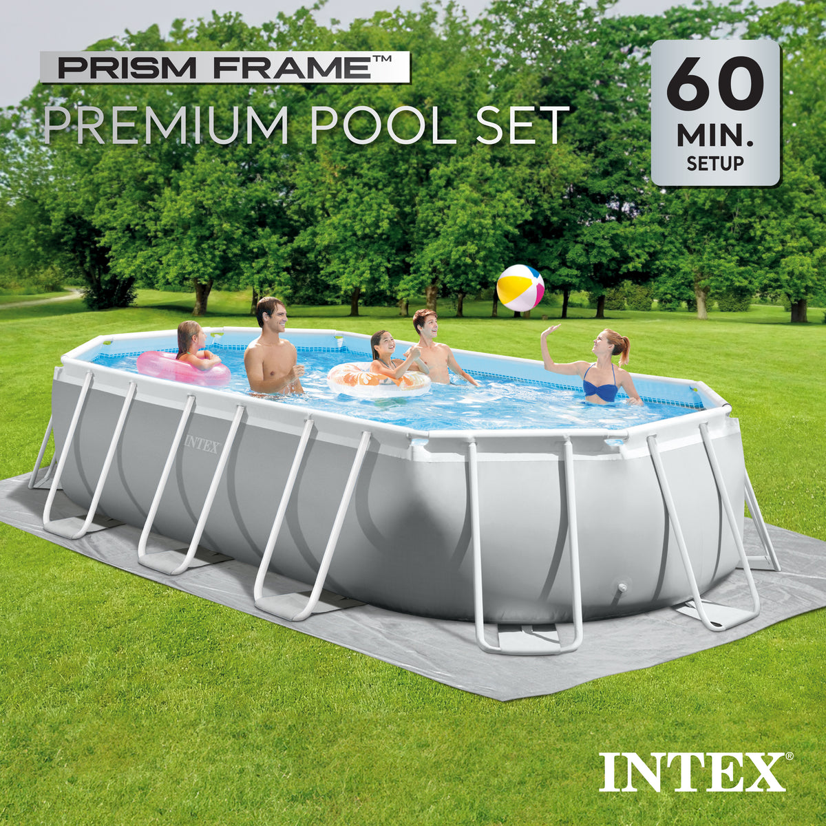 Intex 16.5 x 4ft Prism Frame Oval Above Ground Swimming Pool Pump Set (Open Box) - VMInnovations