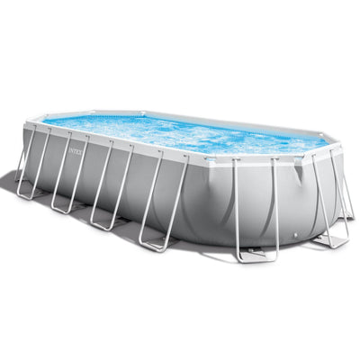Intex 20ft x 10ft x 48in Prism Frame Oval Swimming Pool Kit w/ Chlorine Tabs - VMInnovations