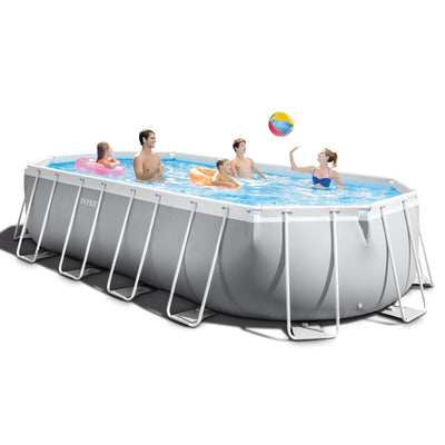 Intex 20ft x 10' x 48" Prism Frame Oval Swimming Pool Set Kit with Pump & Canopy - VMInnovations