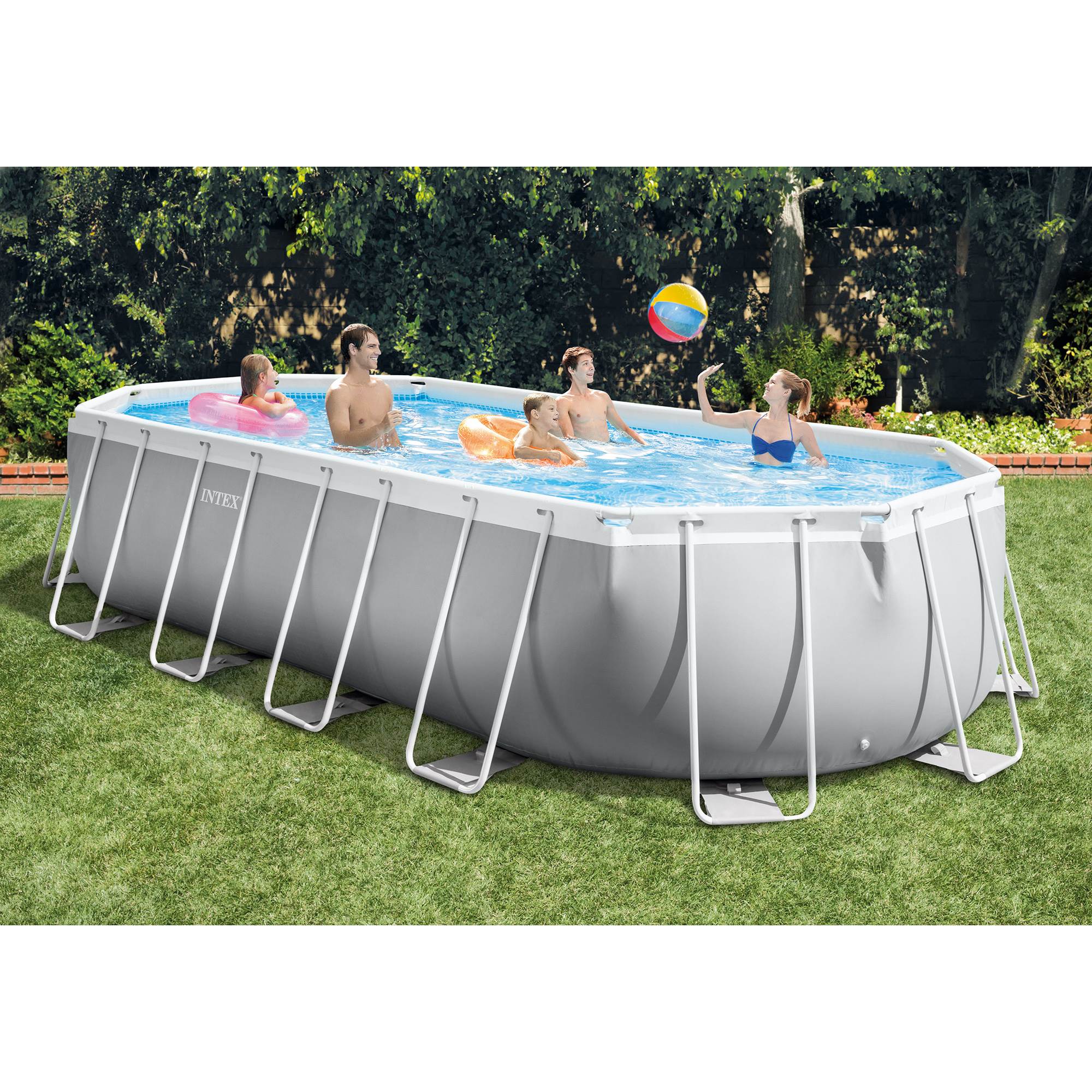 Intex 20ft x 10ft x 48in Prism Frame Oval Swimming Pool Kit w/ Chlorine Tabs - VMInnovations