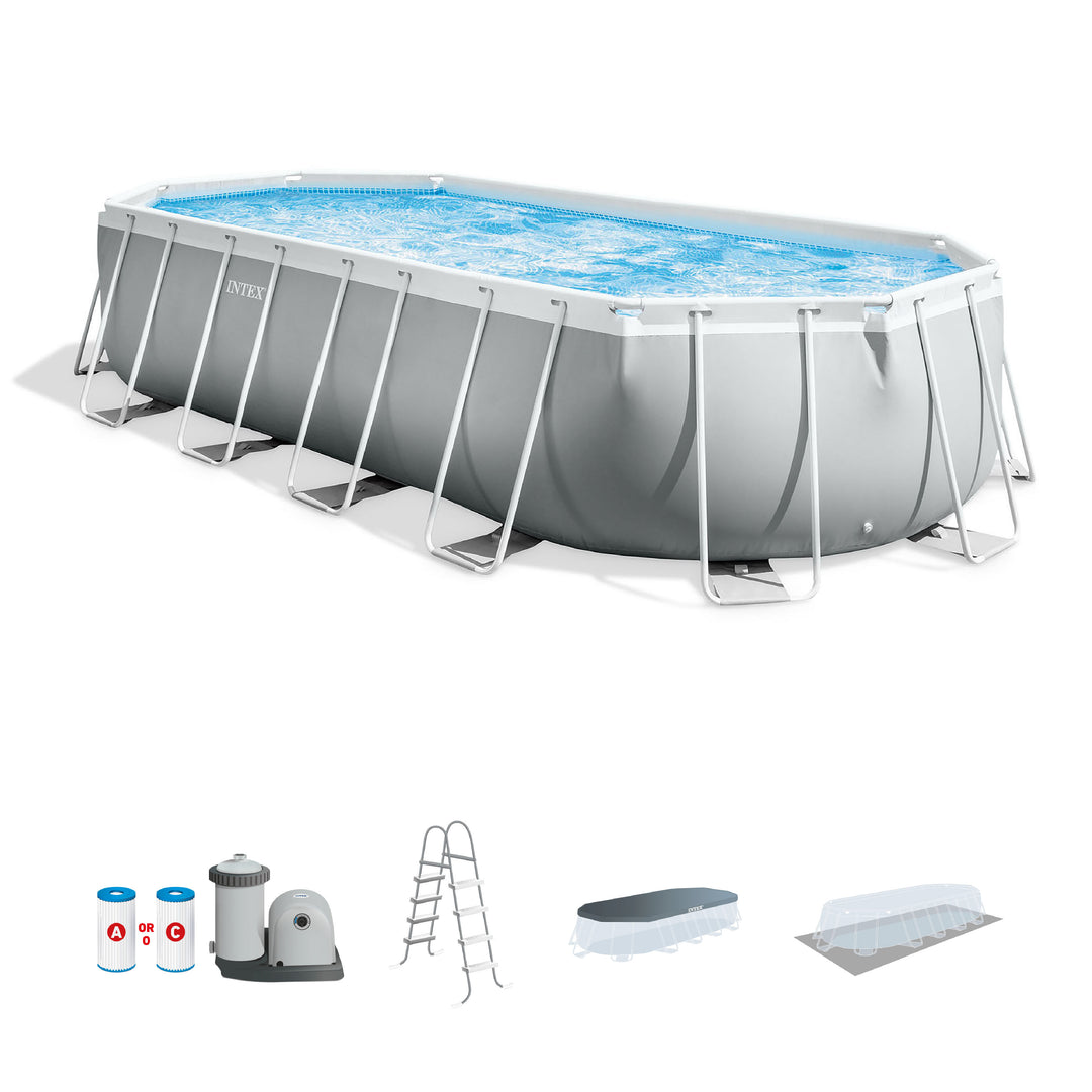Intex 26797EH 20' x 10' x 48" Prism Frame Oval Above Ground Pool Set (Open Box) - VMInnovations