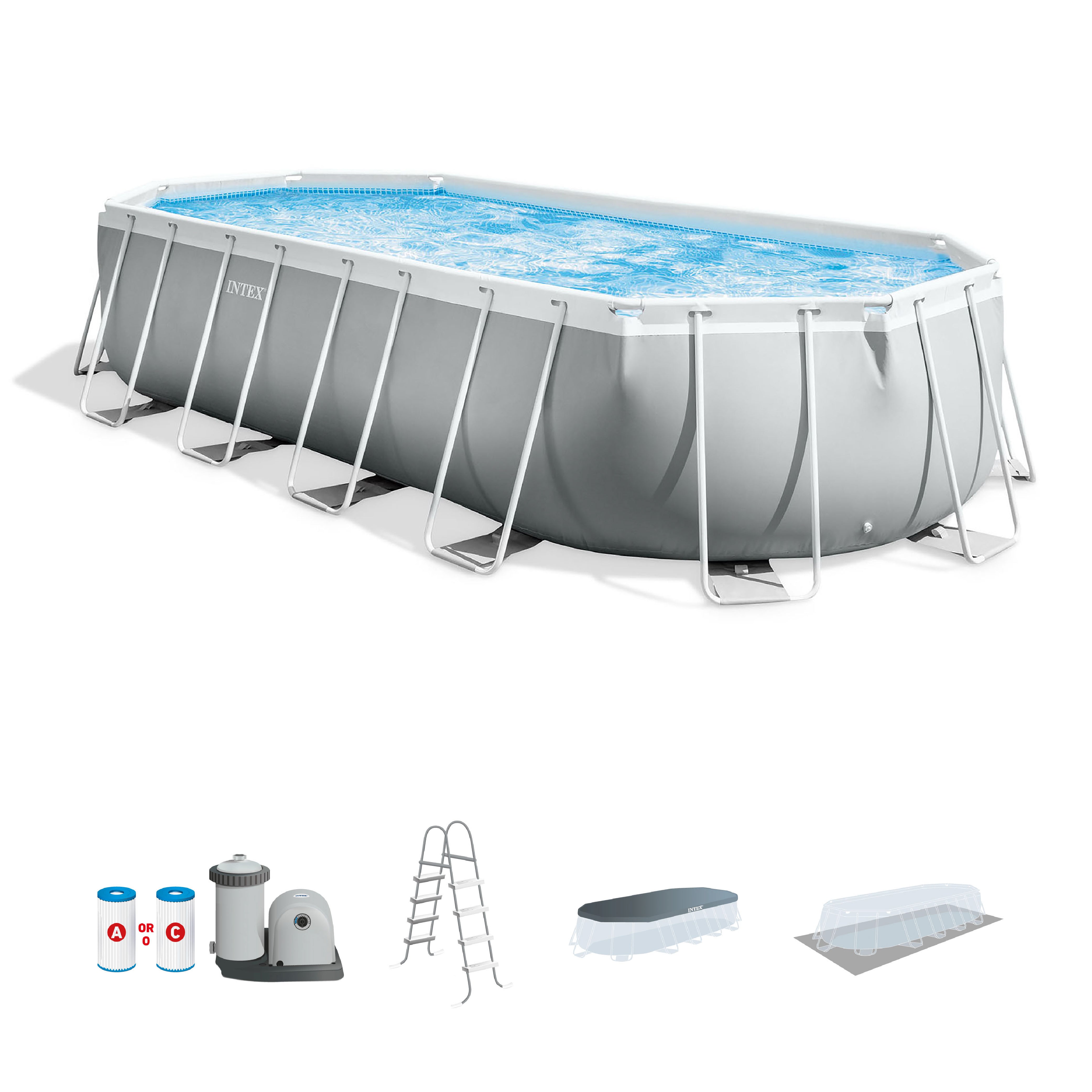 Intex 26797EH 20' x 10' x 48" Prism Frame Oval Above Ground Swim Pool Set (Used) - VMInnovations