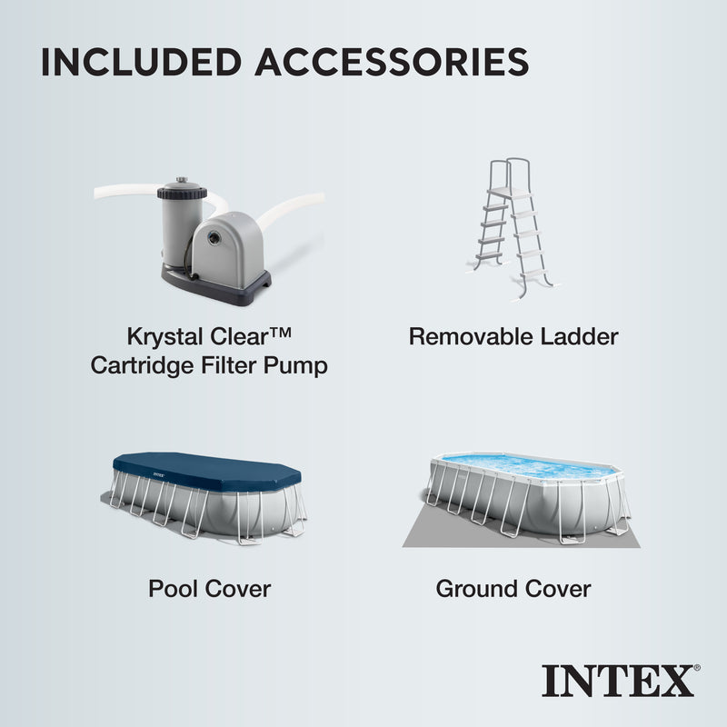 Intex 20ft x 10ft x 48in Prism Frame Pool Set Ladder, Cover, Pump (For Parts)