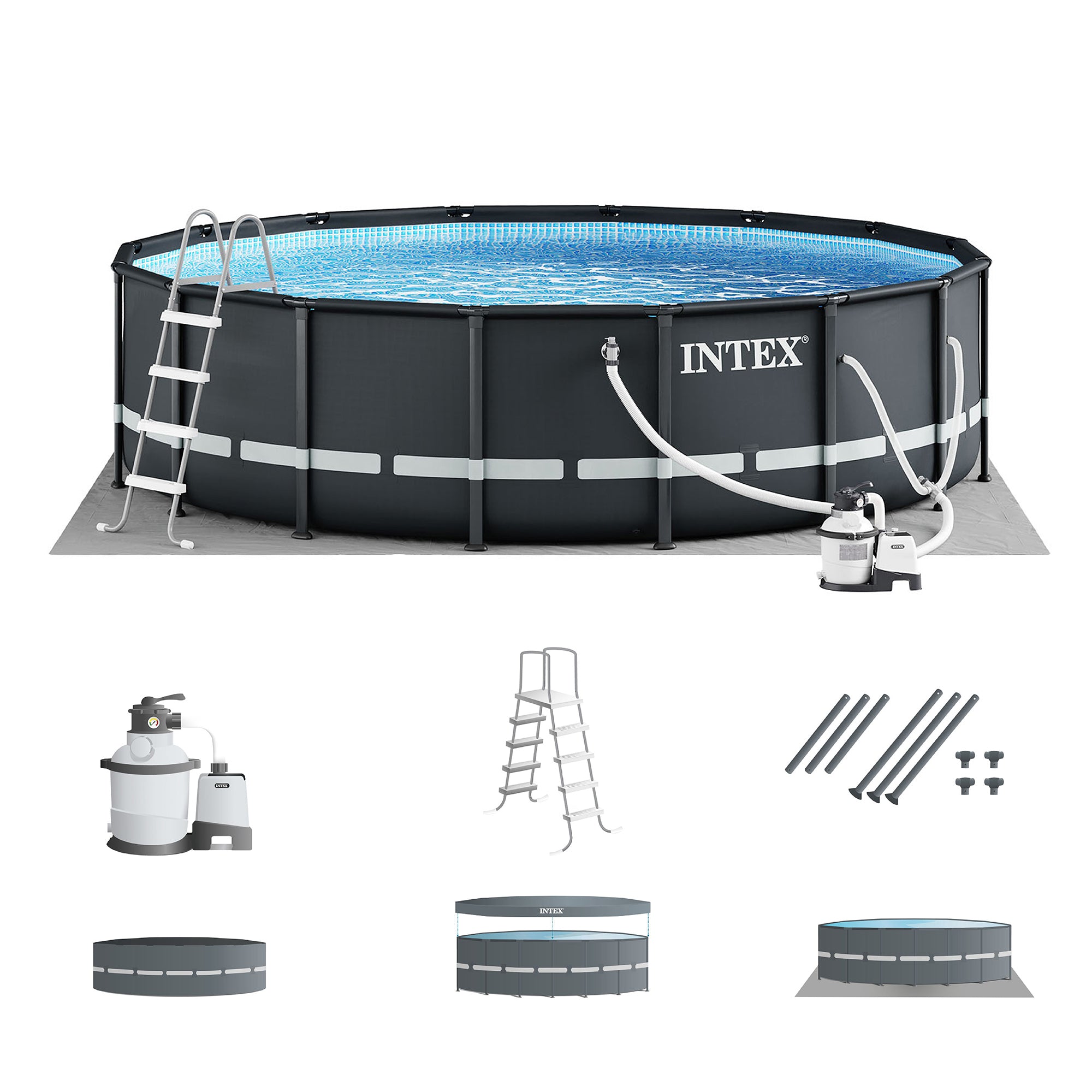 Intex 26325EH 16Ft x 48In XTR Frame Above Ground Pool Set w/ Pump (For Parts)