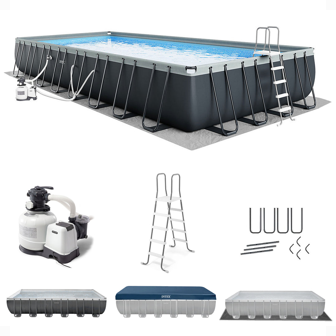 Intex 32' x 16' x 52" Ultra XTR Rectangular Above Ground Pool, Gray (Open Box)