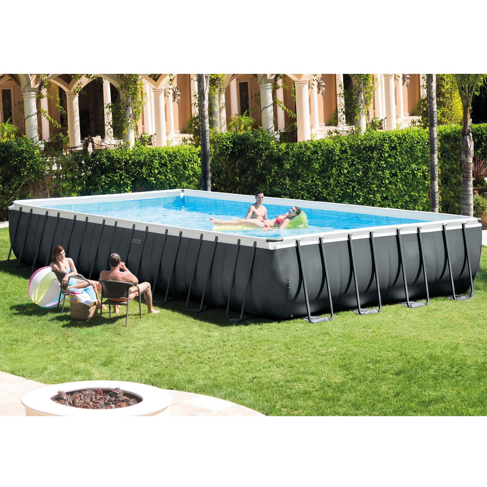 Intex Ultra XTR Rectangular Swimming Pool Set & Pool Care Chlorine Tabs, 10 Lbs - VMInnovations