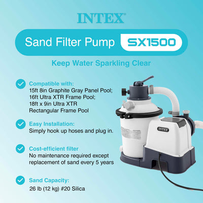 Intex 1500 GPH Above Ground Pool Sand Filter Pump with Automatic Timer(Open Box)