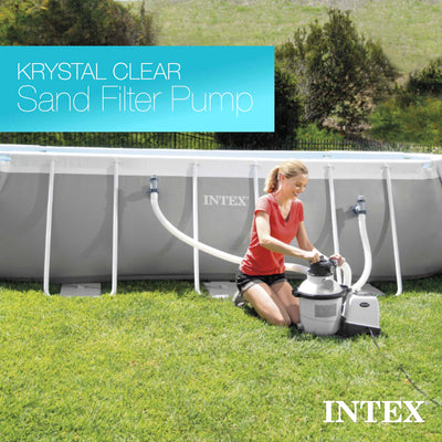 Intex 2100 GPH Above Ground Pool Sand Filter Pump w/ Automatic Pool Vacuum