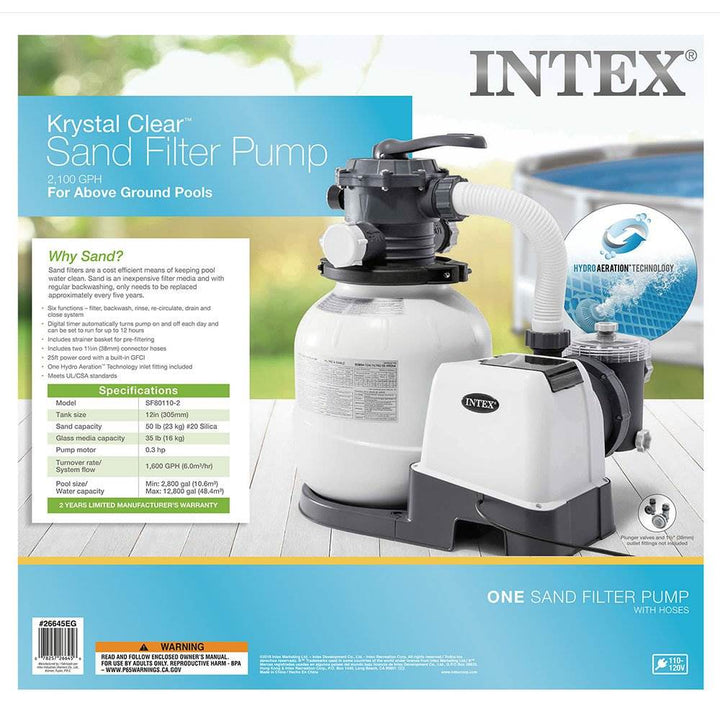 Intex 26645EG 2100 GPH Above Ground Pool Sand Filter Pump with Automatic Timer