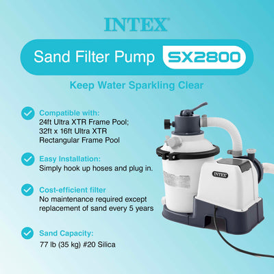 Intex 2800 GPH Above Ground Pool Sand Filter Pump w/ Deluxe Pool Maintenance Kit