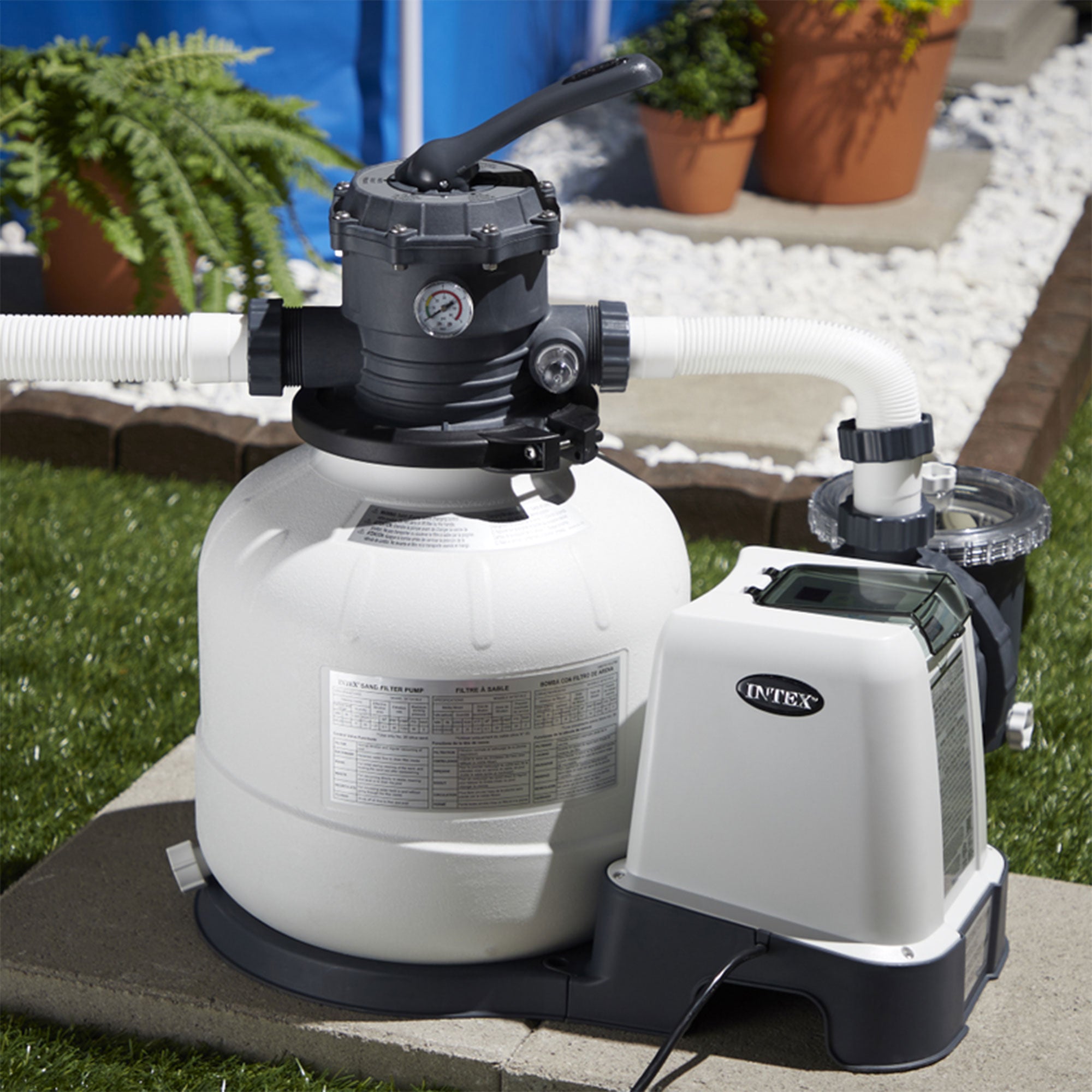 Intex 2800 GPH Above Ground Pool Sand Filter Pump with Timer(Open Box) (2 Pack) - VMInnovations