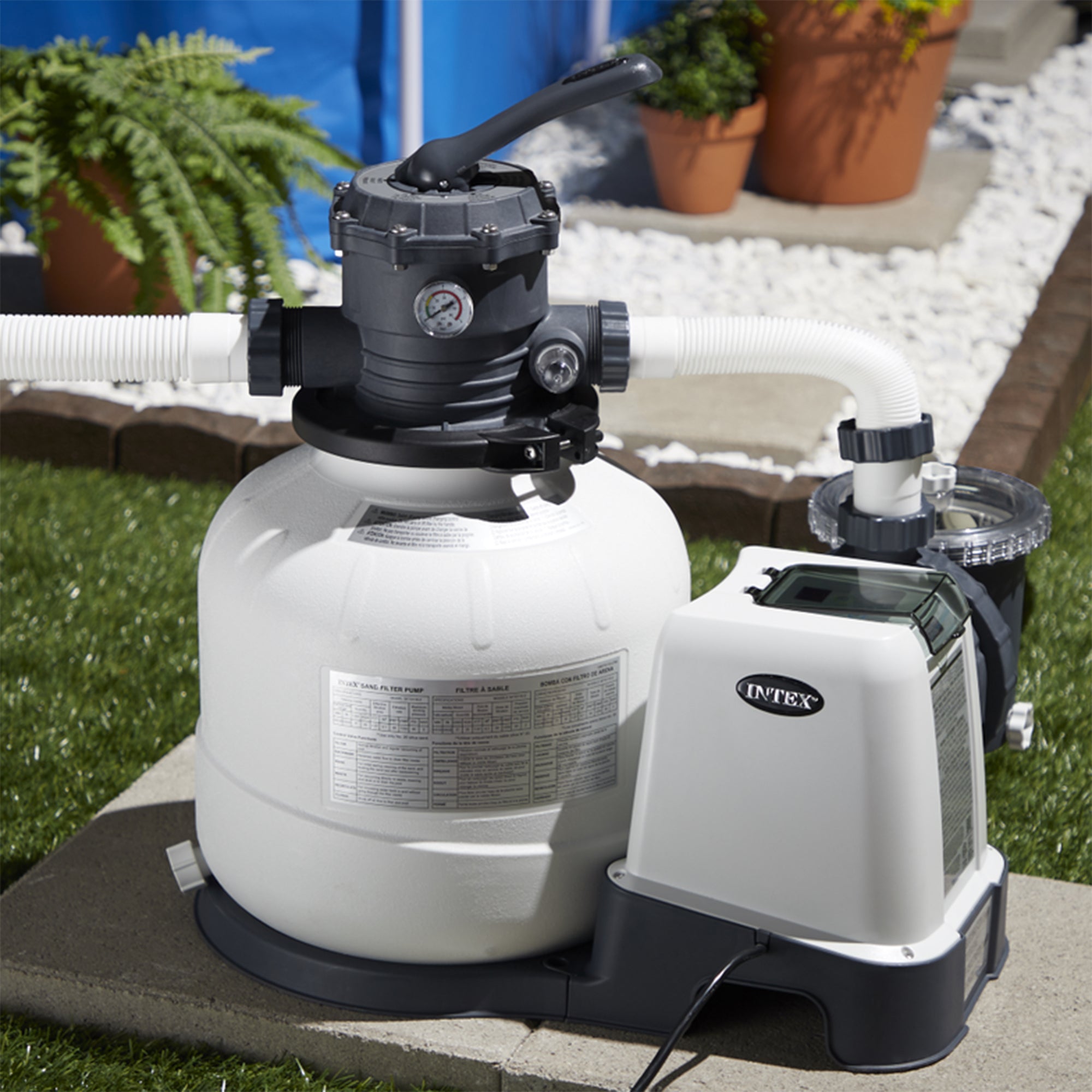 Intex 2800 GPH Above Ground Pool Sand Filter Pump with Automatic Timer (2 Pack)