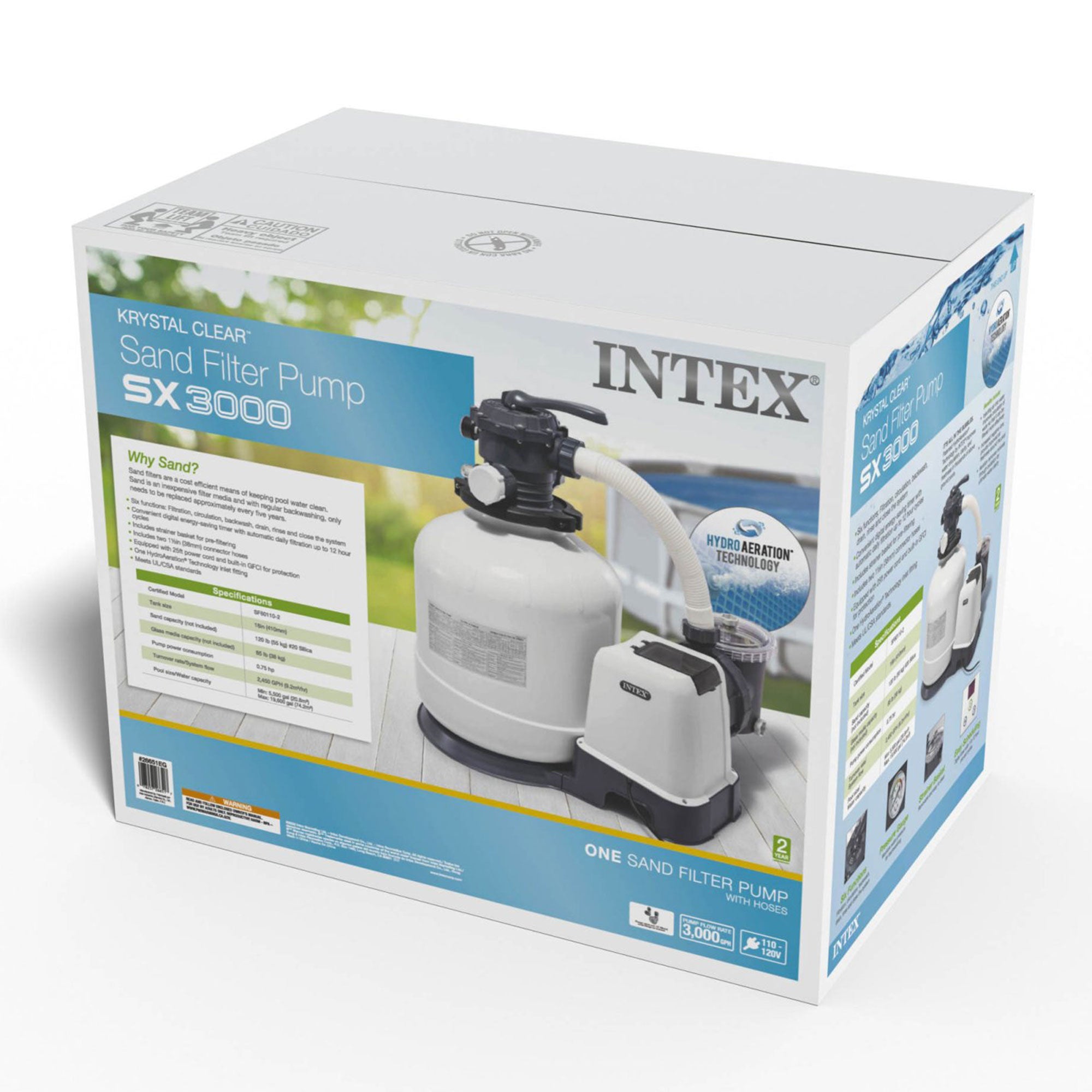 Intex 3000 GPH Pool Sand Filter Pump with Automatic Timer(Open Box) (2 Pack) - VMInnovations