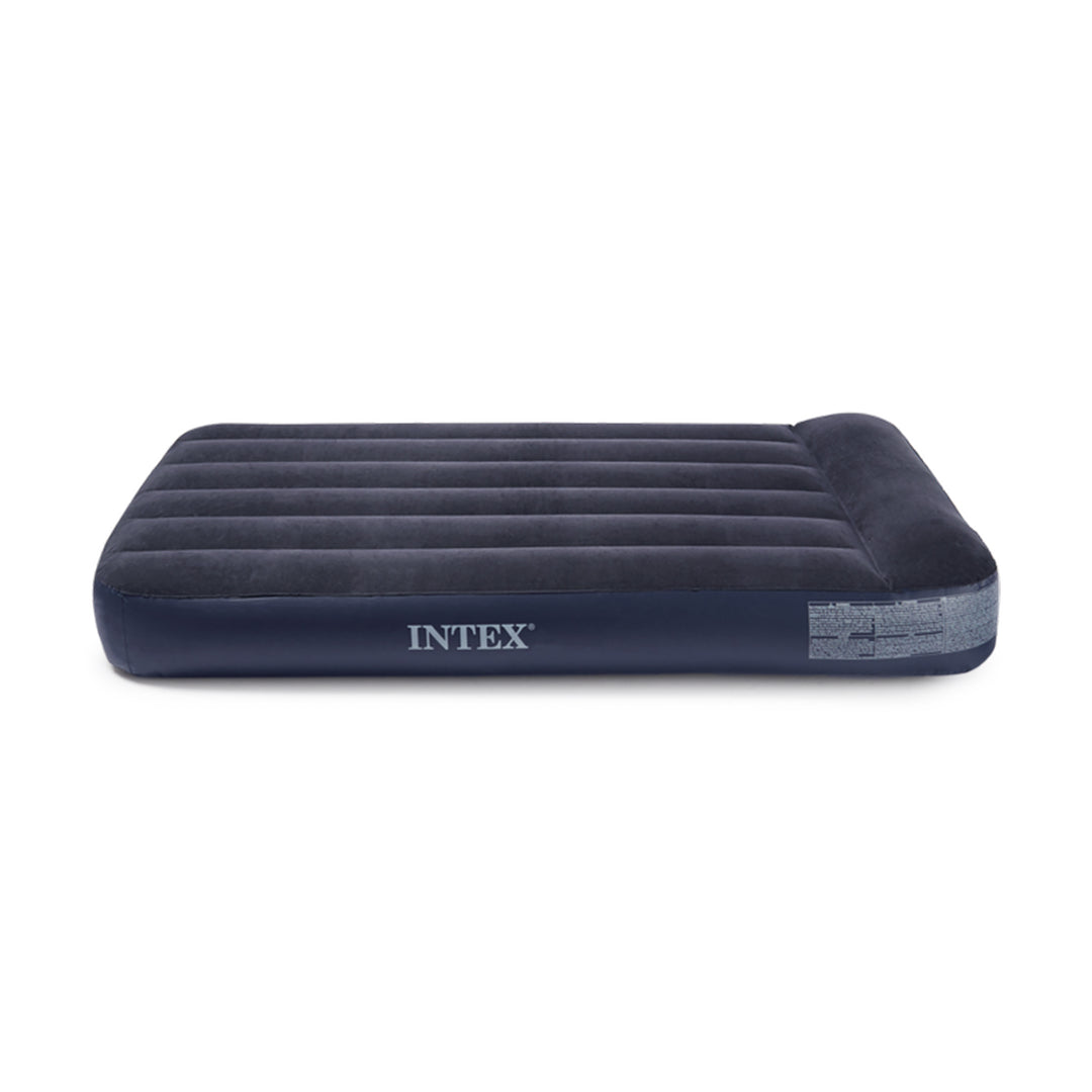 Intex Dura Beam Pillow Rest Classic Blue Standard Airbed w/ Built In Pump, Twin - VMInnovations