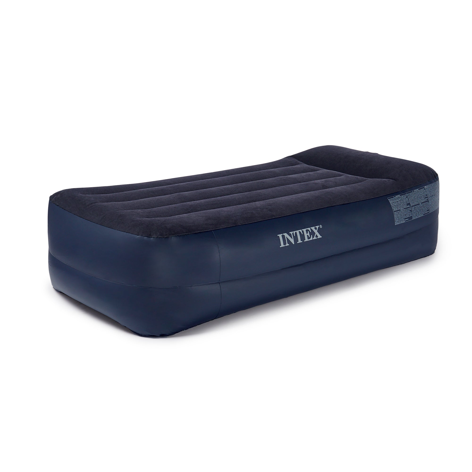 Intex Dura-Beam Pillow Rest Fiber Tech Air Mattress Bed w/ Built In Pump, Twin
