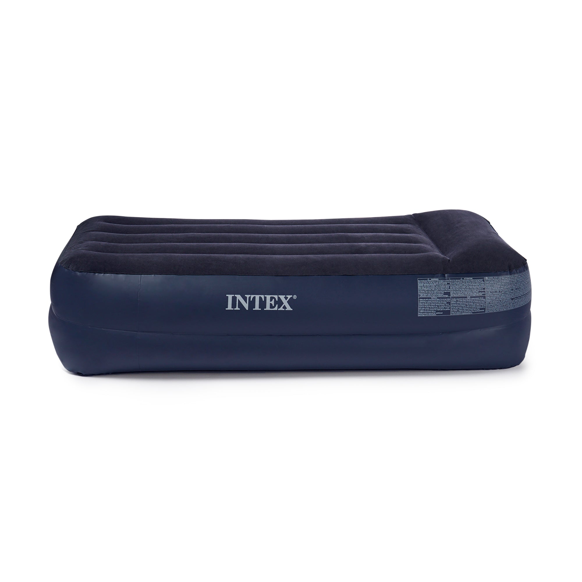 Intex Dura-Beam Pillow Rest Fiber Tech Air Mattress Bed w/ Built In Pump, Twin