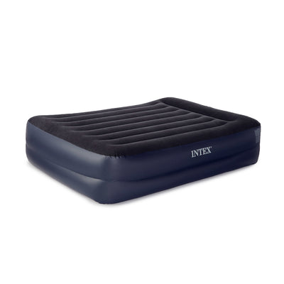 Intex Dura-Beam Pillow Rest Fiber Tech Air Mattress Bed w/ Built In Pump, Queen - VMInnovations