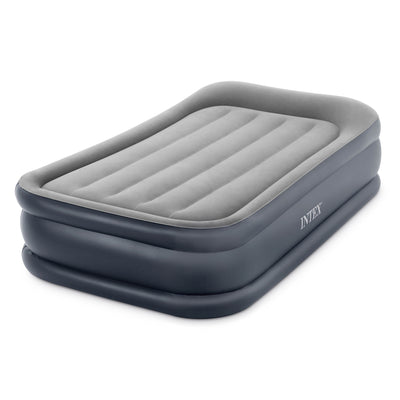 Intex Dura Beam Deluxe Pillow Rest Raised Airbed w/ Built in Pump, Twin (Used)