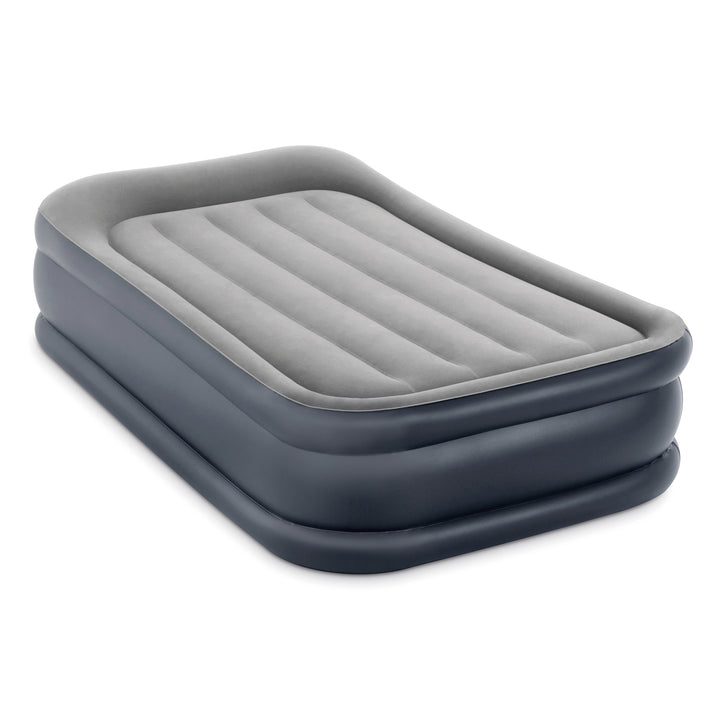 Intex Dura Beam Standard Deluxe Pillow Rest Raised Airbed w/ Built in Pump, Twin