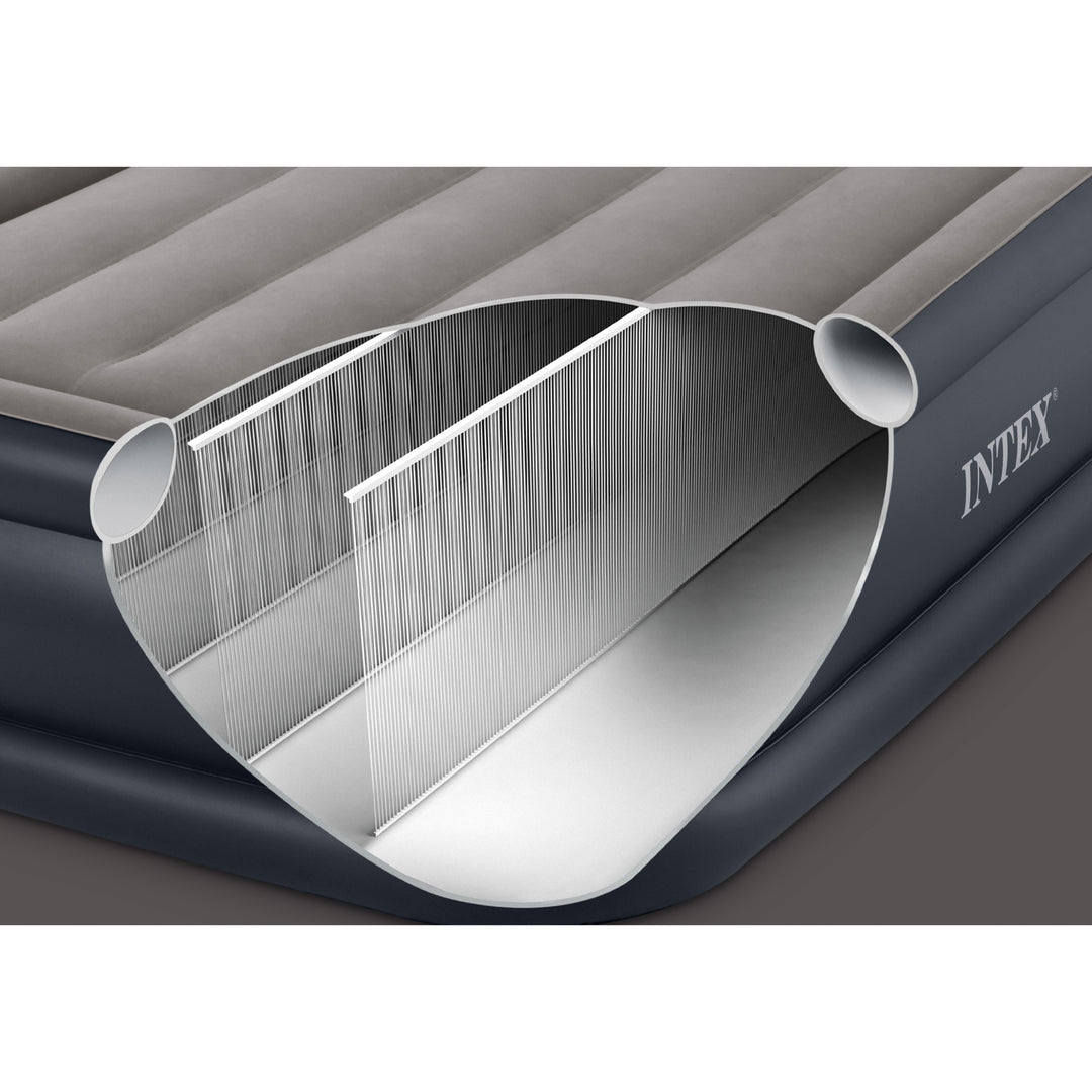 Intex Dura Beam Standard Deluxe Pillow Rest Raised Airbed w/ Built in Pump, Twin