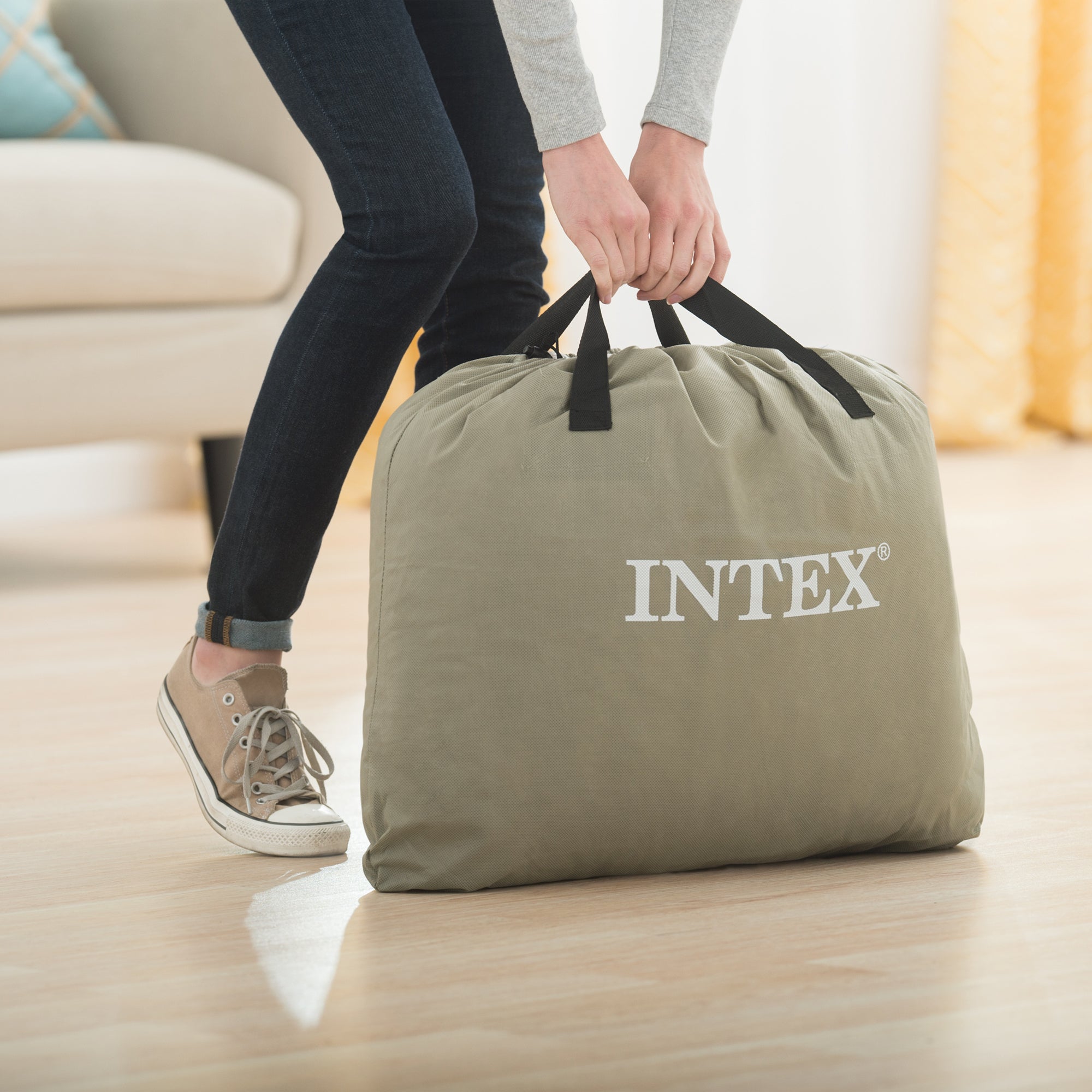 Intex Dura Beam Standard Deluxe Pillow Rest Raised Airbed w/ Built in Pump, Twin - VMInnovations