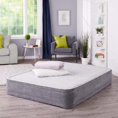 Intex Dura Beam Plus Series Mid Rise Airbed Mattress with Built In Pump, Queen