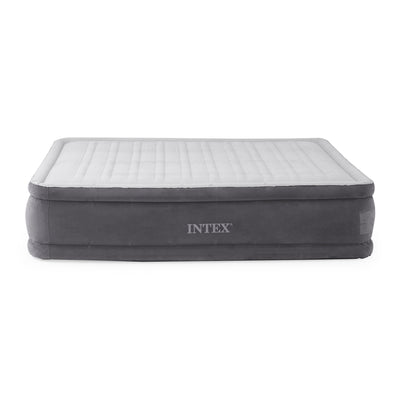 Intex 18-inch Inflatable Elevated Premium Comfort Airbed w/ Internal Pump, Queen