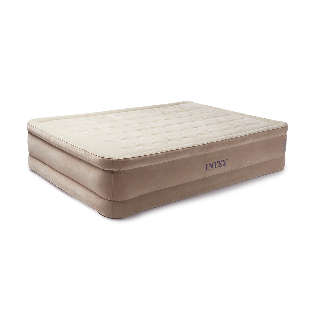 Intex Ultra Plush Fiber Tech Air Mattress Bed w/Built In Pump, Queen (Used)