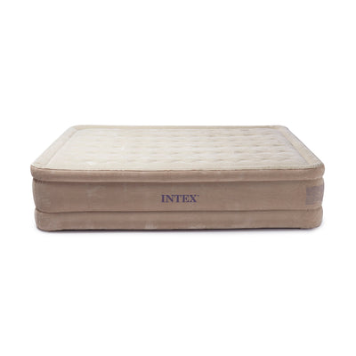 Intex Ultra Plush Fiber Tech Airbed Air Mattress Bed with Built In Pump, Queen
