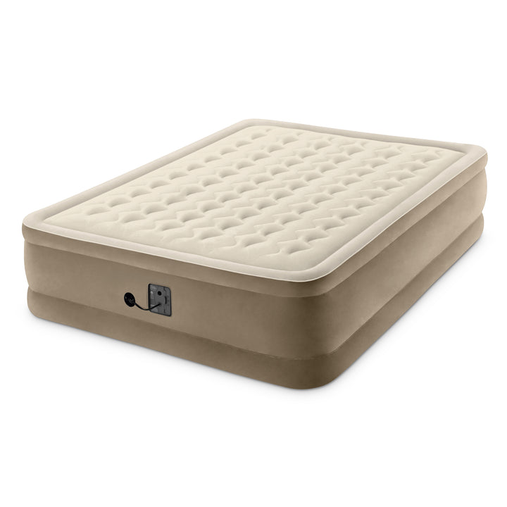 Intex Ultra Plush Fiber Tech Air Mattress Bed w/Built In Pump, Queen (Used)