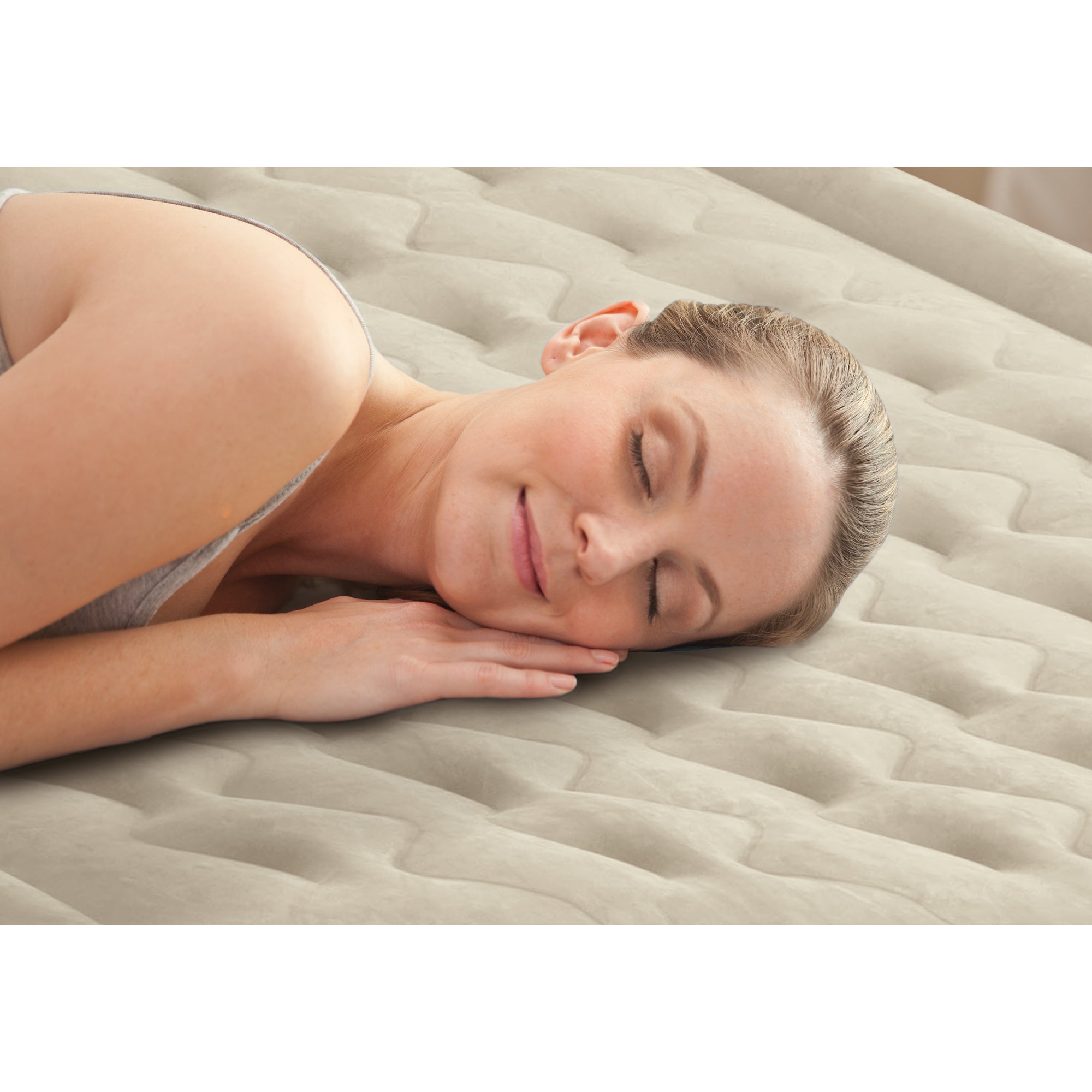 Intex Ultra Plush Fiber Tech Airbed Air Mattress Bed with Built In Pump, Queen