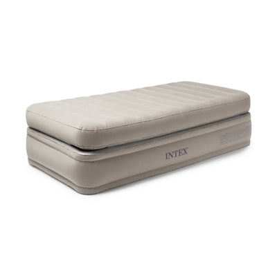 Intex 64443EP Prime Comfort Gray Elevated Air Mattress with Built-In Pump, Twin