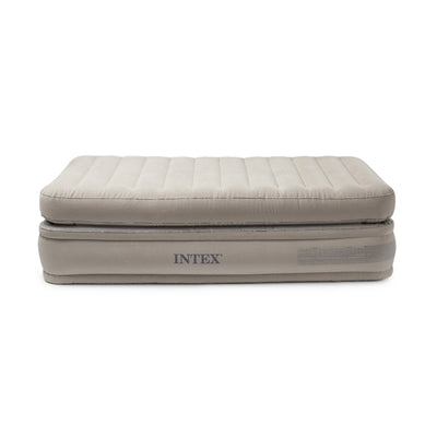Intex 64443EP Prime Comfort Gray Elevated Air Mattress with Built-In Pump, Twin